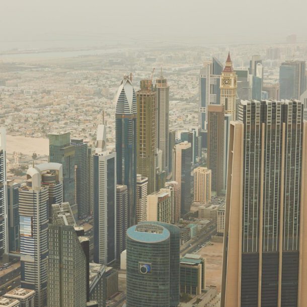 downtown city cityscape dubai united arab-emirates modern futuristic architecture daytime luxury traveling concept